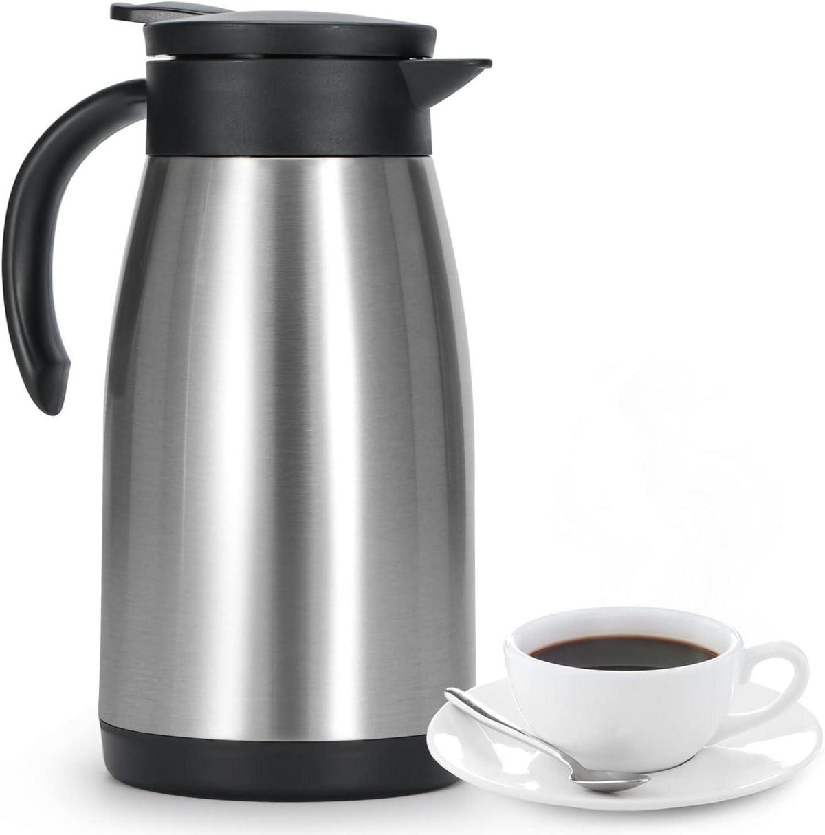 Isolierkanne Edelstahl Thermoskanne 1L doppelwandig Vakuum Kaffeekanne