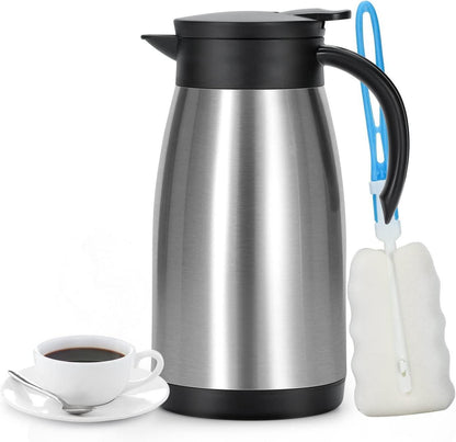 Isolierkanne Edelstahl Thermoskanne doppelwandig 1L Vakuum Kaffeekanne Teekanne