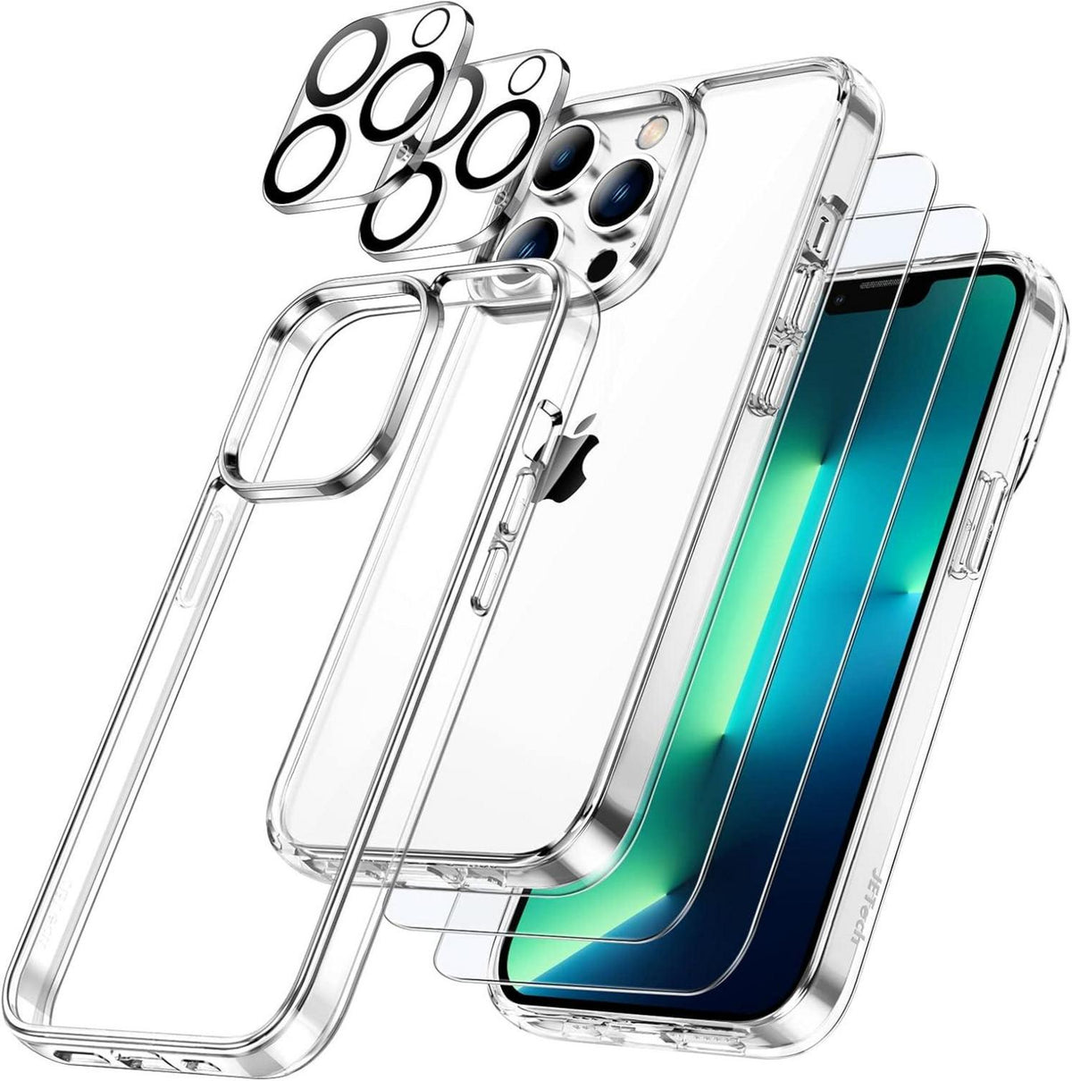 iPhone 13 Pro 6,1 Zoll 5-in-1 Transparente Hülle mit Displayschutz