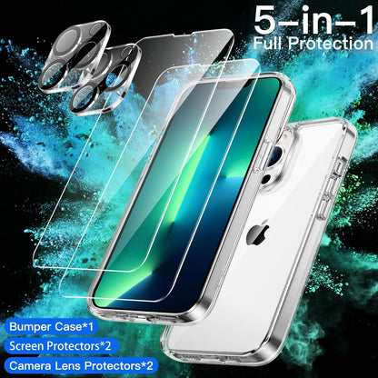 iPhone 13 Pro 6,1 Zoll Hülle + 2 Schutzfolien + Kameraschutz