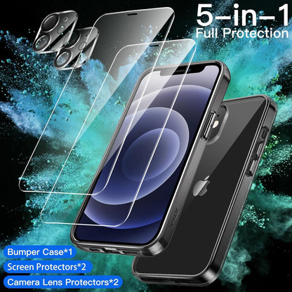 iPhone 12 Mini 5,4 Zoll Hülle 5-in-1 mit Schutzfolie und