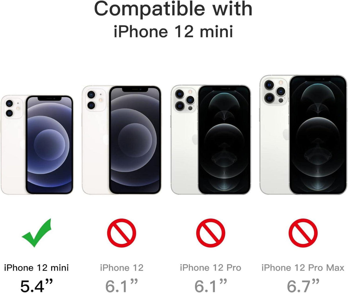 iPhone 12 Mini 5,4 Zoll Hülle 5-in-1 Schwarz Panzer Glas Folie