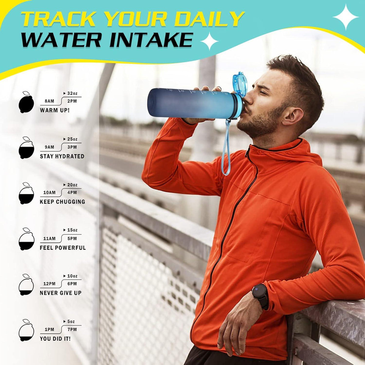 HASAGEI Sports Trinkflasche 1L BPA Frei Tritan Auslaufsicher Fitness Outdoor