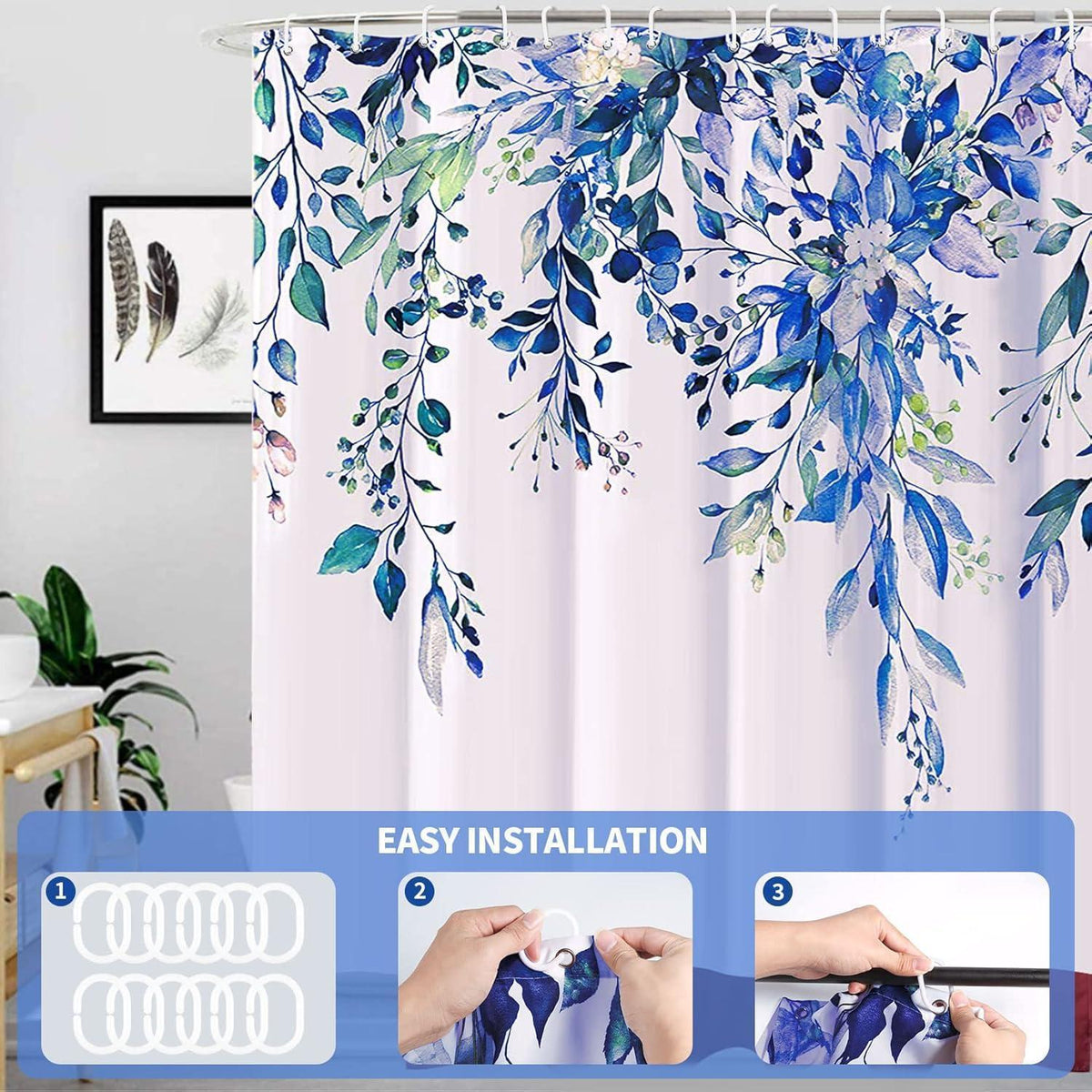 Duschvorhang Blau 180x200cm Wasserdicht & Schimmelresistent