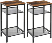 Beistelltisch 2er Set verstellbare Regale Holz Metall Industriestil