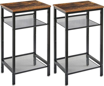 Beistelltisch 2er Set verstellbare Regale Holz Metall Industriestil