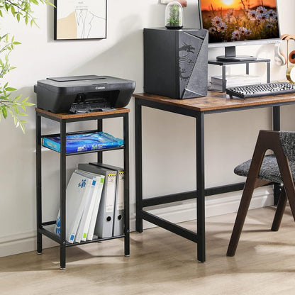 Beistelltisch Set Holz Metall verstellbare Regale Industriestil Rustikales Braun