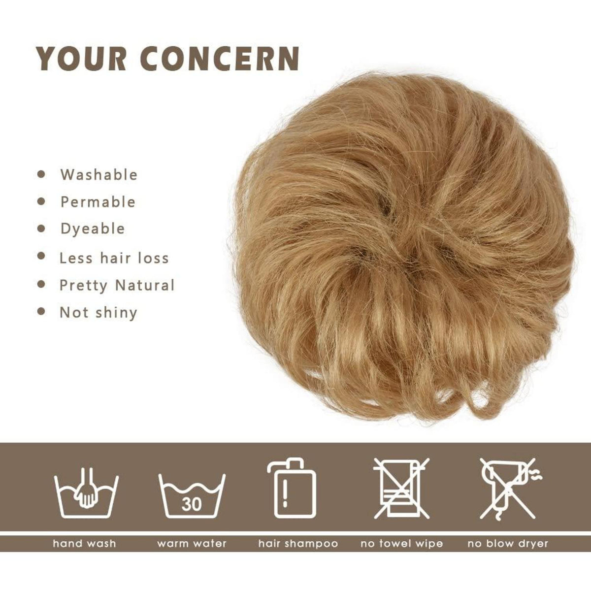 100% Echthaar Haargummi Hochsteckfrisur blond