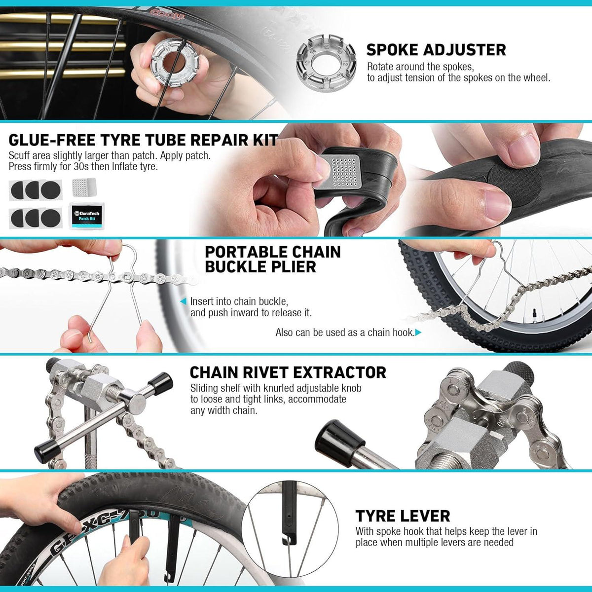 Fahrrad Reparaturset 31-teilig mit Werkzeugkoffer - Tragbar & hochwertig