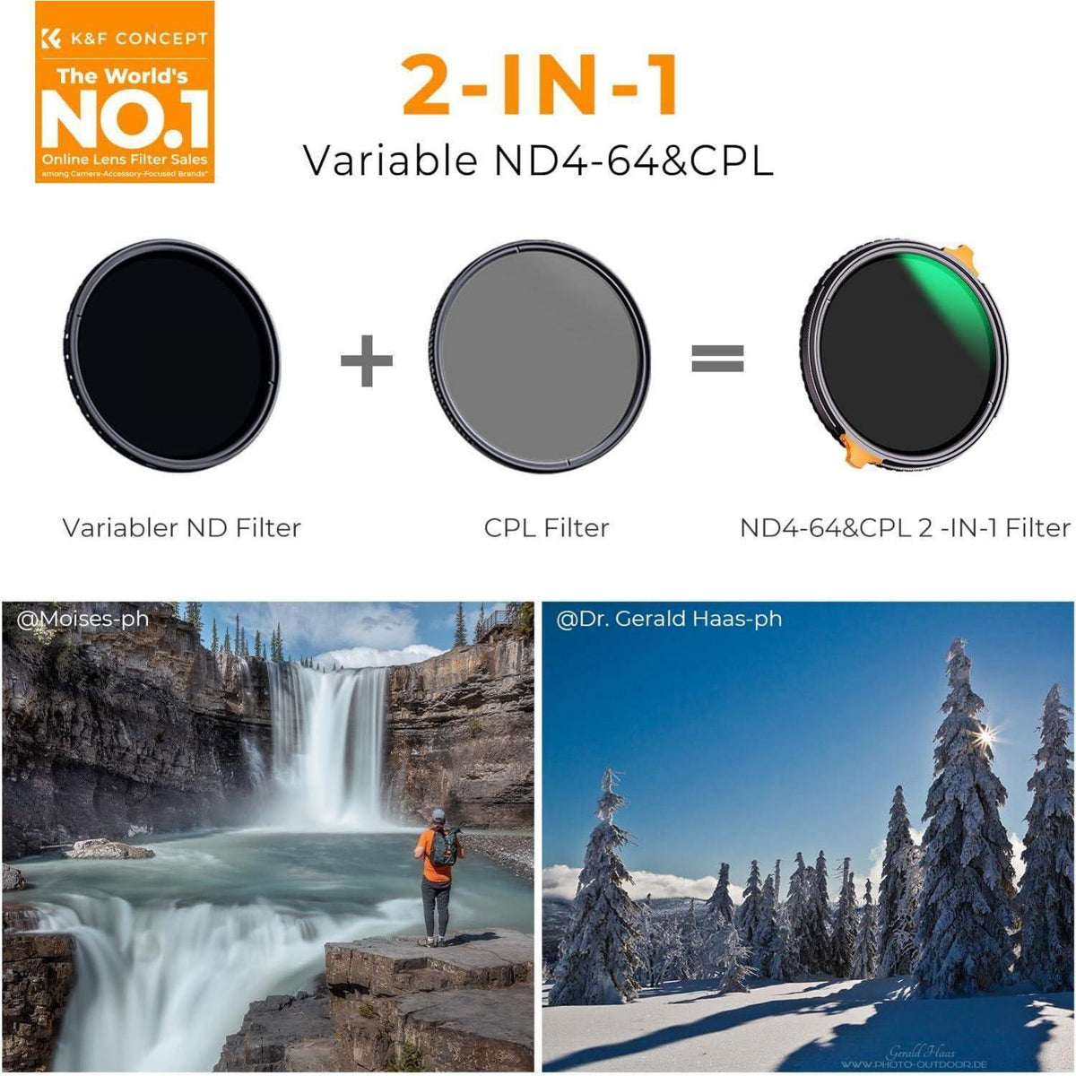 Variabler ND & CPL Filter 55mm, 2-6 Blendenstufen