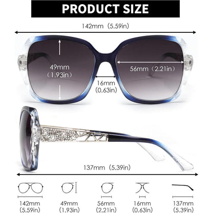Bifokale Lese-Sonnenbrille Damen - Übergroße Gläser mit UV-Schutz