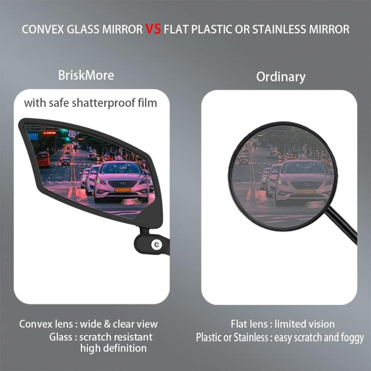 Fahrradspiegel Lenker Glaslinse justierbar drehbar sicher Rückansicht Blau 1PAIR
