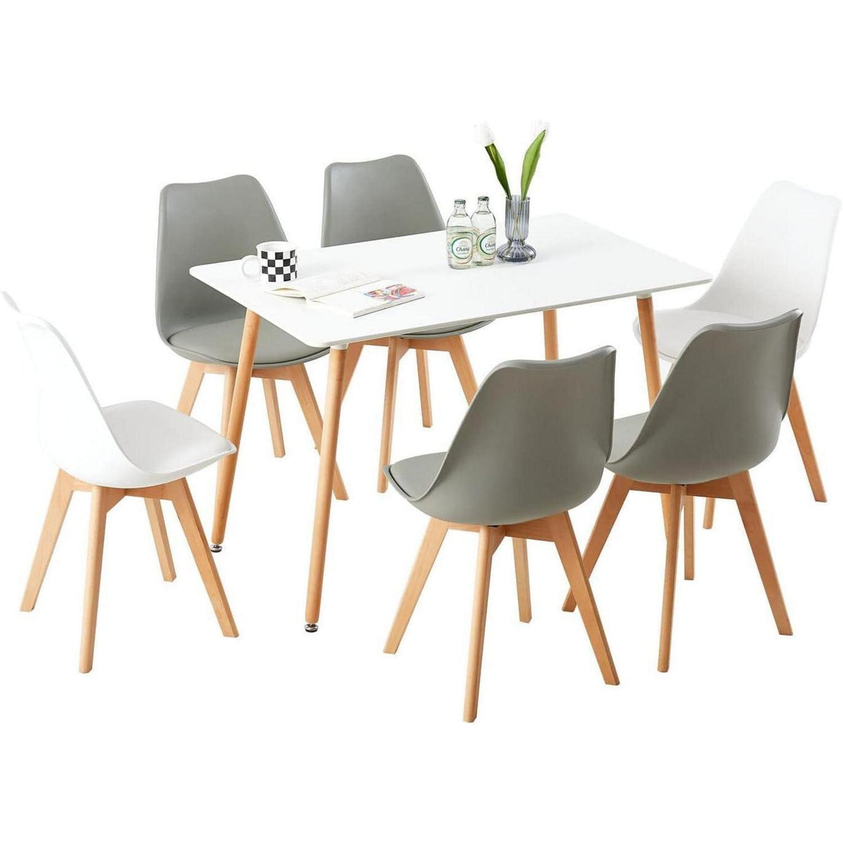 Esszimmergruppe Weiß mit 6 Stühlen – Modern & Komfortabel