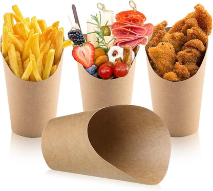 Kraftpapier Pommes Becher 50 Stück 12oz für Partys & Snacks