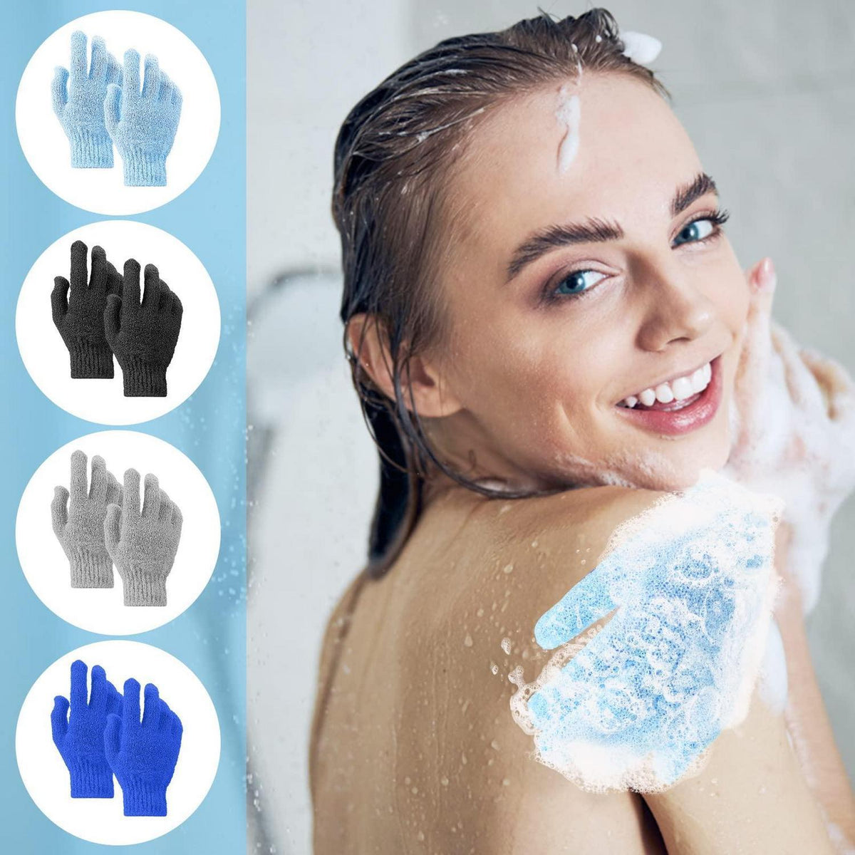 8 Peelinghandschuhe Bambus Körperpeeling Waschlappen für Spa & Dusche