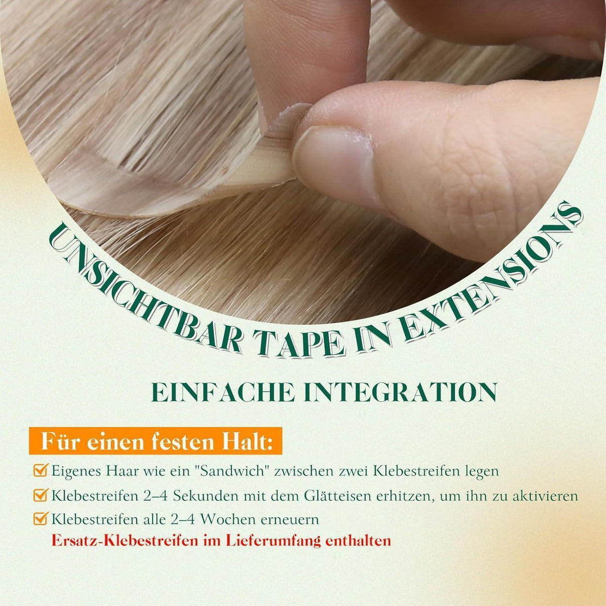 Echthaar Tape Extensions Blond 60cm – Natürliche Optik