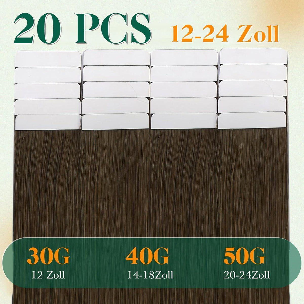 Echthaar Tape Extensions Braun 60cm – Natürliche Verlängerung