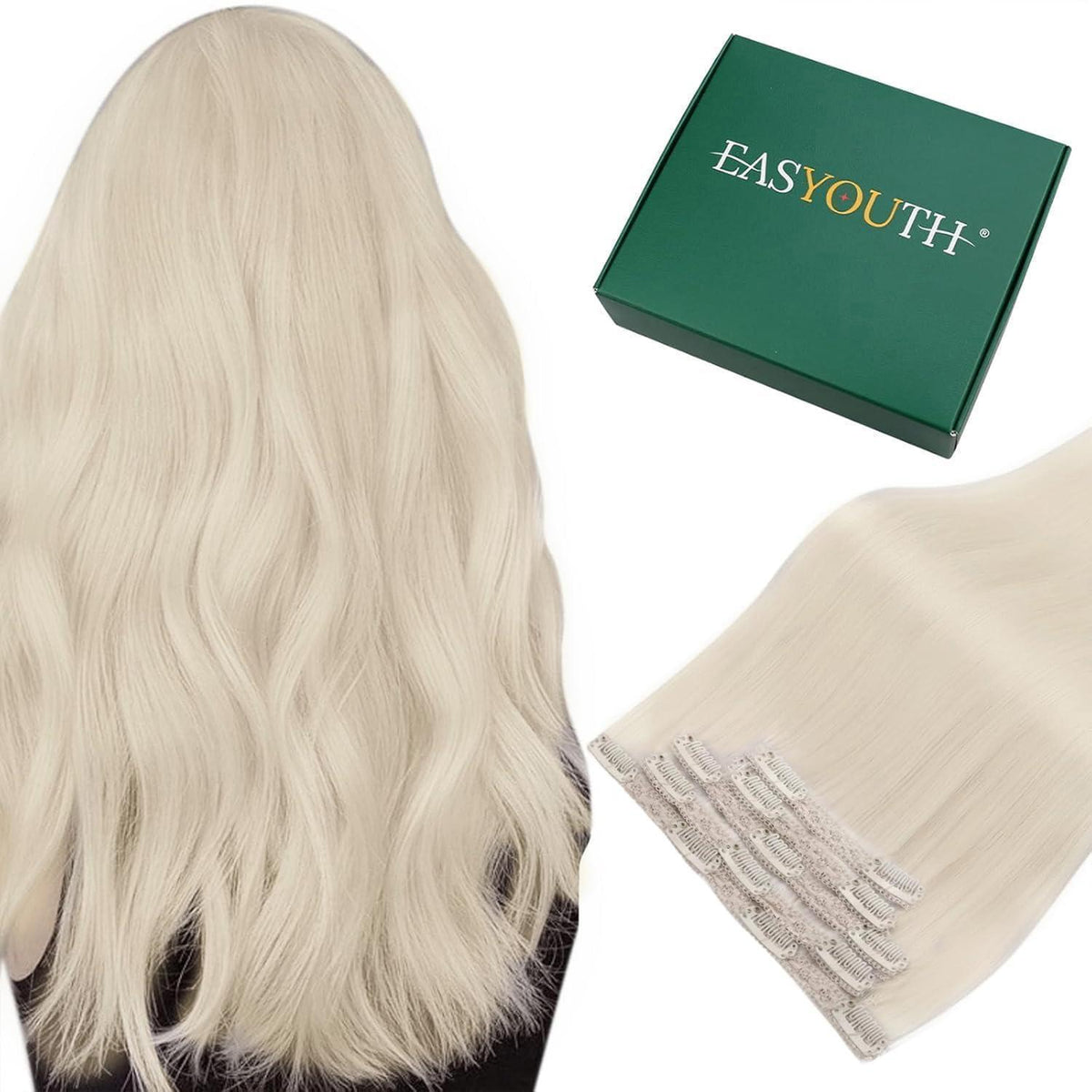 Clip-In Haarverlängerung Blond Echthaar 40cm 5er Set