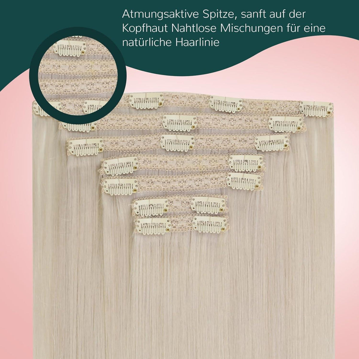 Clip-In Haarverlängerung Blond Echthaar 40cm 5er Set