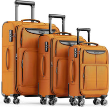 SHOWKOO Kofferset Softshell Erweiterbar Leicht Trolley TSA 4 Rollen
