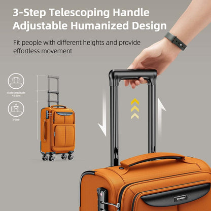 SHOWKOO Kofferset 3tlg. Stoffkoffer Weichschale TSA-Schloss 4 Rollen Orange/Sunset Chevron