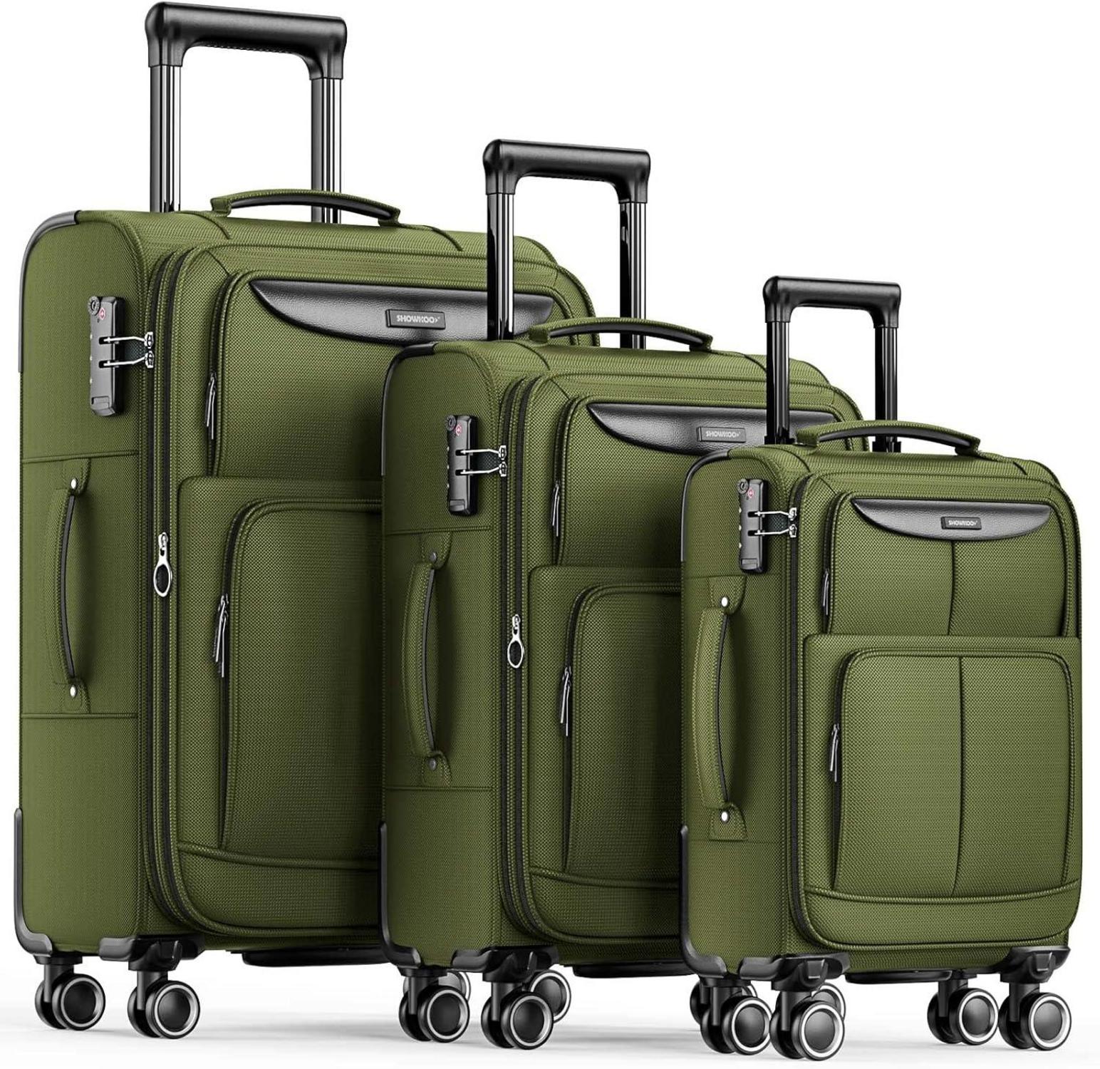 3tlg. Stoffkoffer Set mit TSA-Schloss und 4 Rollen