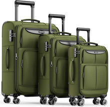3tlg. Stoffkoffer Set mit TSA-Schloss und 4 Rollen