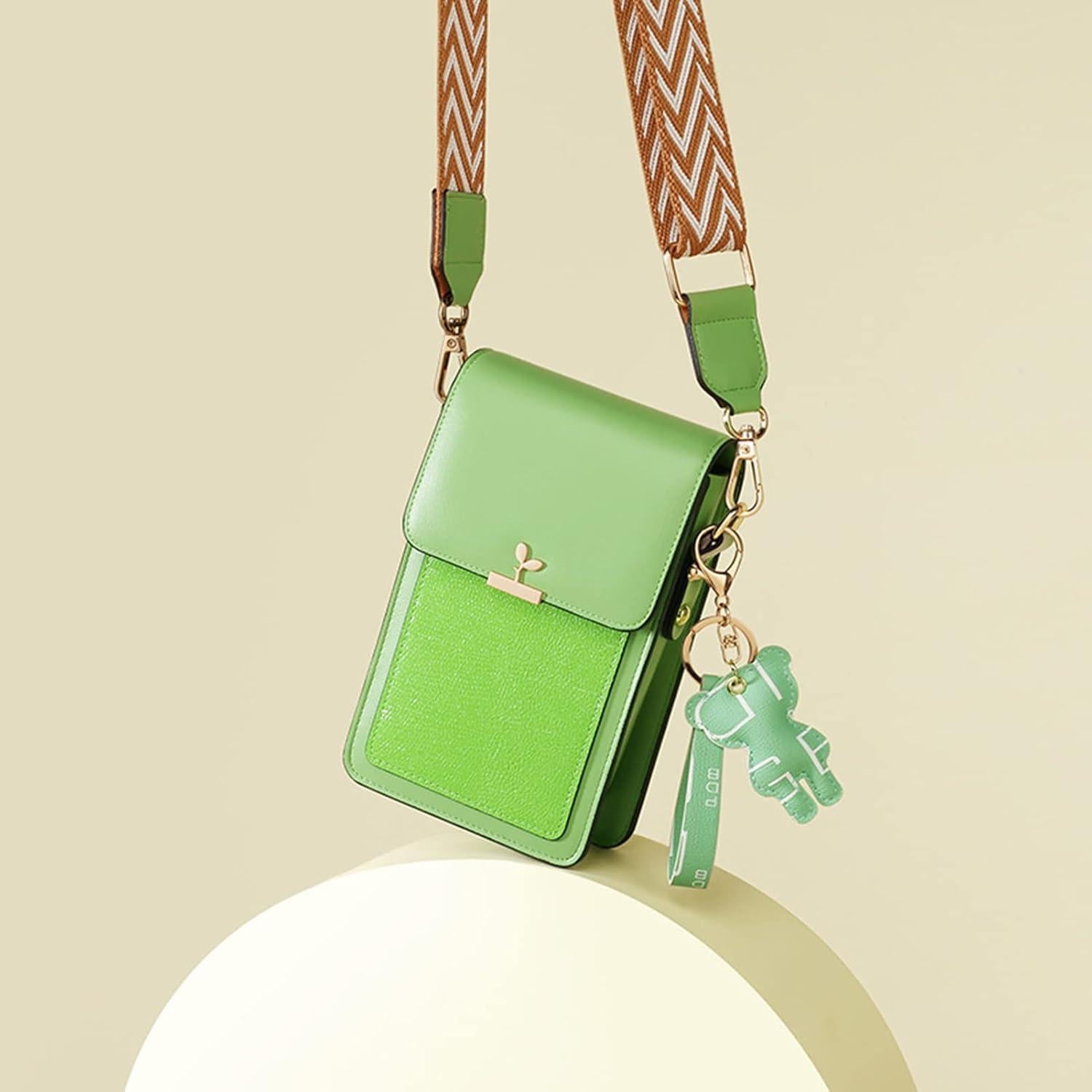Damen Mini Umhängetasche PU Leder Schultertasche Braun