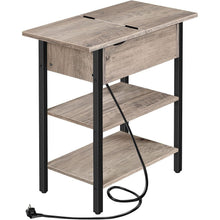 HOOBRO Beistelltisch Flip-Top mit Ladestation & Ablagefläche