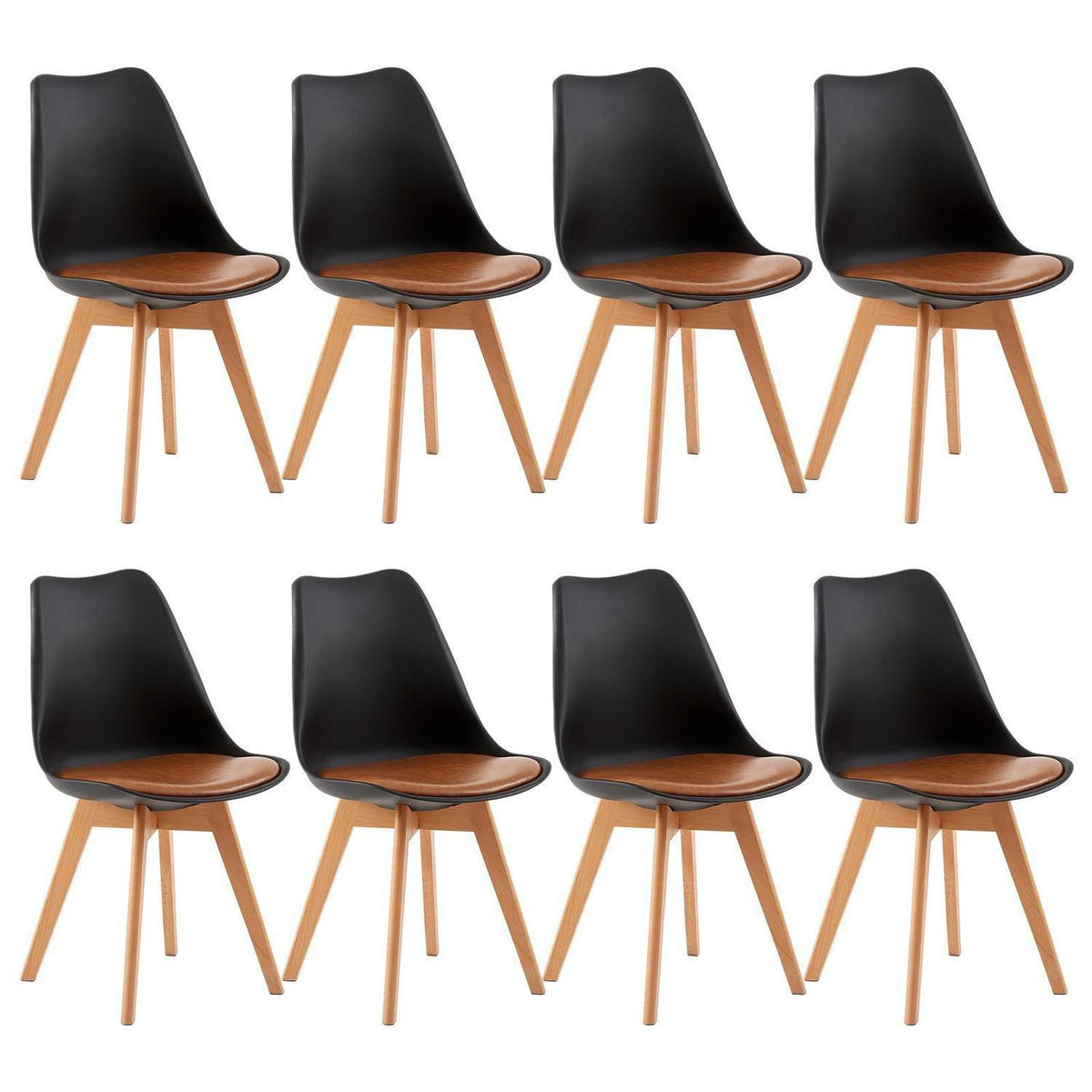 8 Esszimmerstühle skandinavisch Braun & Buchenholz