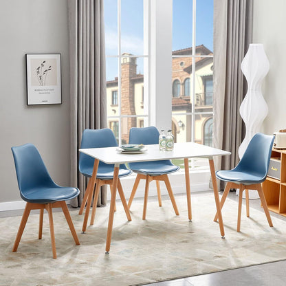 Esszimmerstühle Set 4er Buche Holz, Skandinavisch Morandi Dunkelblau