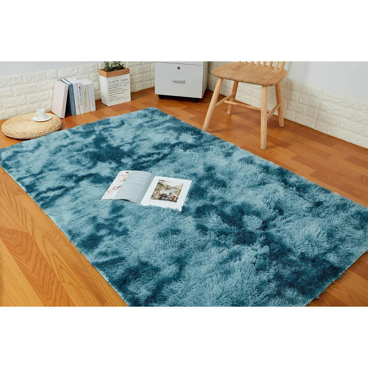 Hochflor Shaggy Teppich Navy Blau 160x230 cm – Superweich & Flauschig