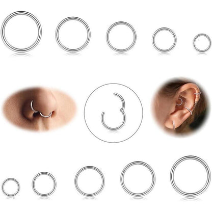 Segmentring Nasenring Septum Knorpel Helix Lippenring 10 Stück 316L Stahl 16G