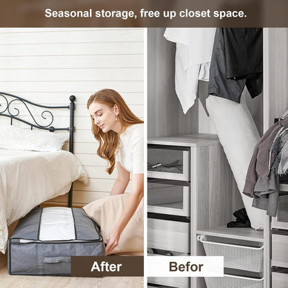 Unterbett Aufbewahrungsbox 3er Set Vliesstoff Organizer mit Reißverschluss und