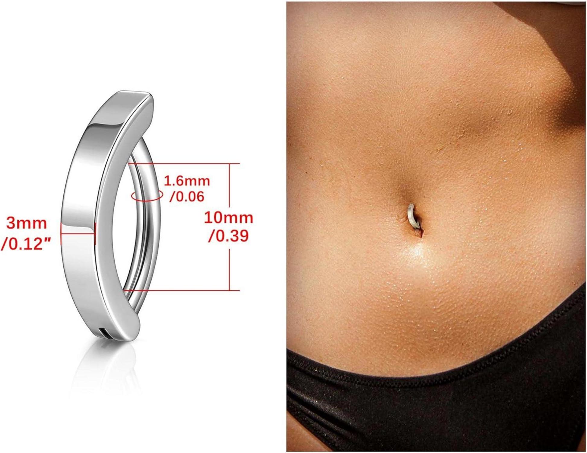 Edelstahl Bauchnabelpiercing 14ga 10mm Silber Gold