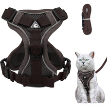 Ausbruchsicheres Katzengeschirr mit Leine Set, L Braun