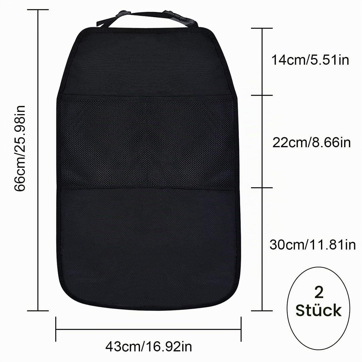 2er Set Rückenlehnenschutz Auto mit Organizer & Taschen