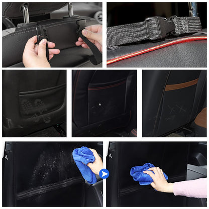 2er Set Rückenlehnenschutz Auto mit Organizer & Taschen