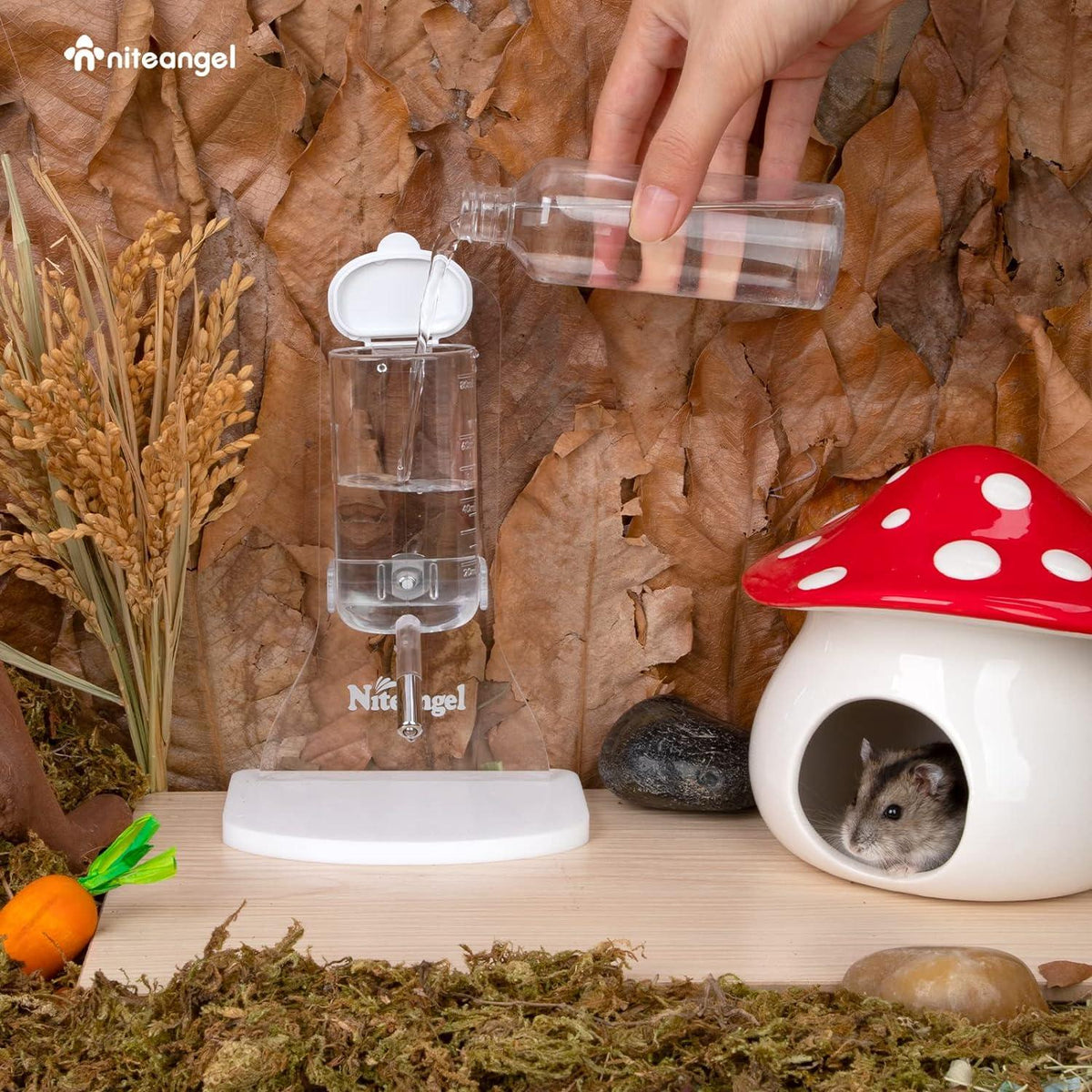 Wasserflasche mit Ständer für kleine Haustiernager - Durchsichtig