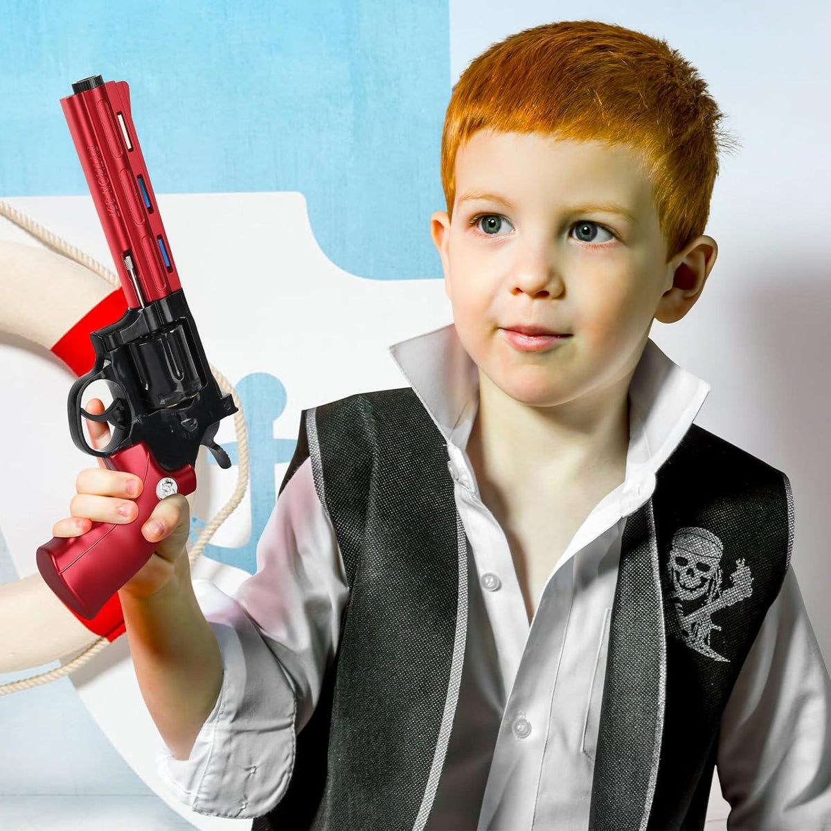 Innedu Spielzeug Pistole Revolver Soft Bullet Gun 48 Kugeln 360° Magazin