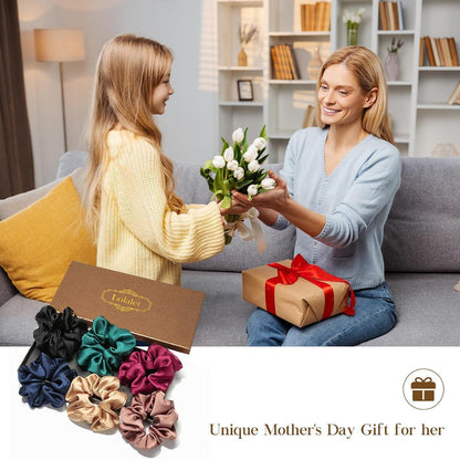 6er Set Seidige Satin-Haargummis für Damen - 6 Farben