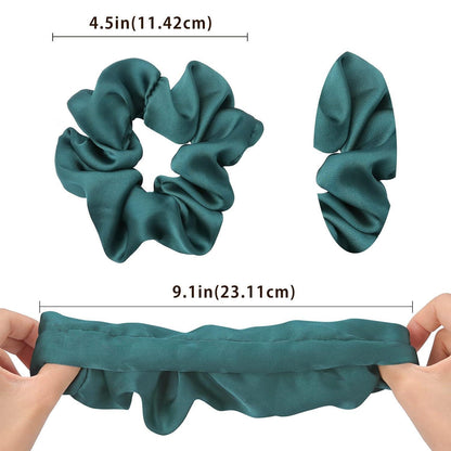 6er Set Seidige Satin-Haargummis für Damen - 6 Farben