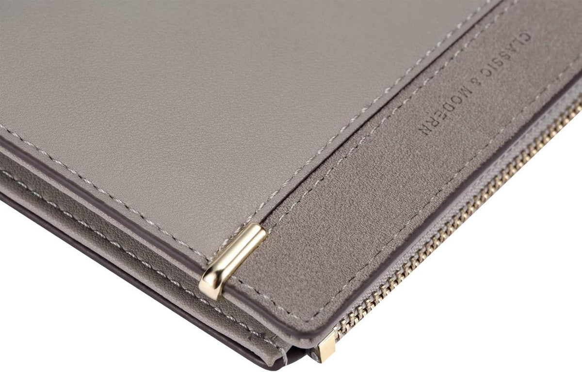 Damen Geldbörse Grau aus Weichem Leder, Klein und Praktisch