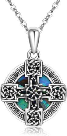 Urne Halskette Kreuz keltischem Knoten Sterling Silber 925