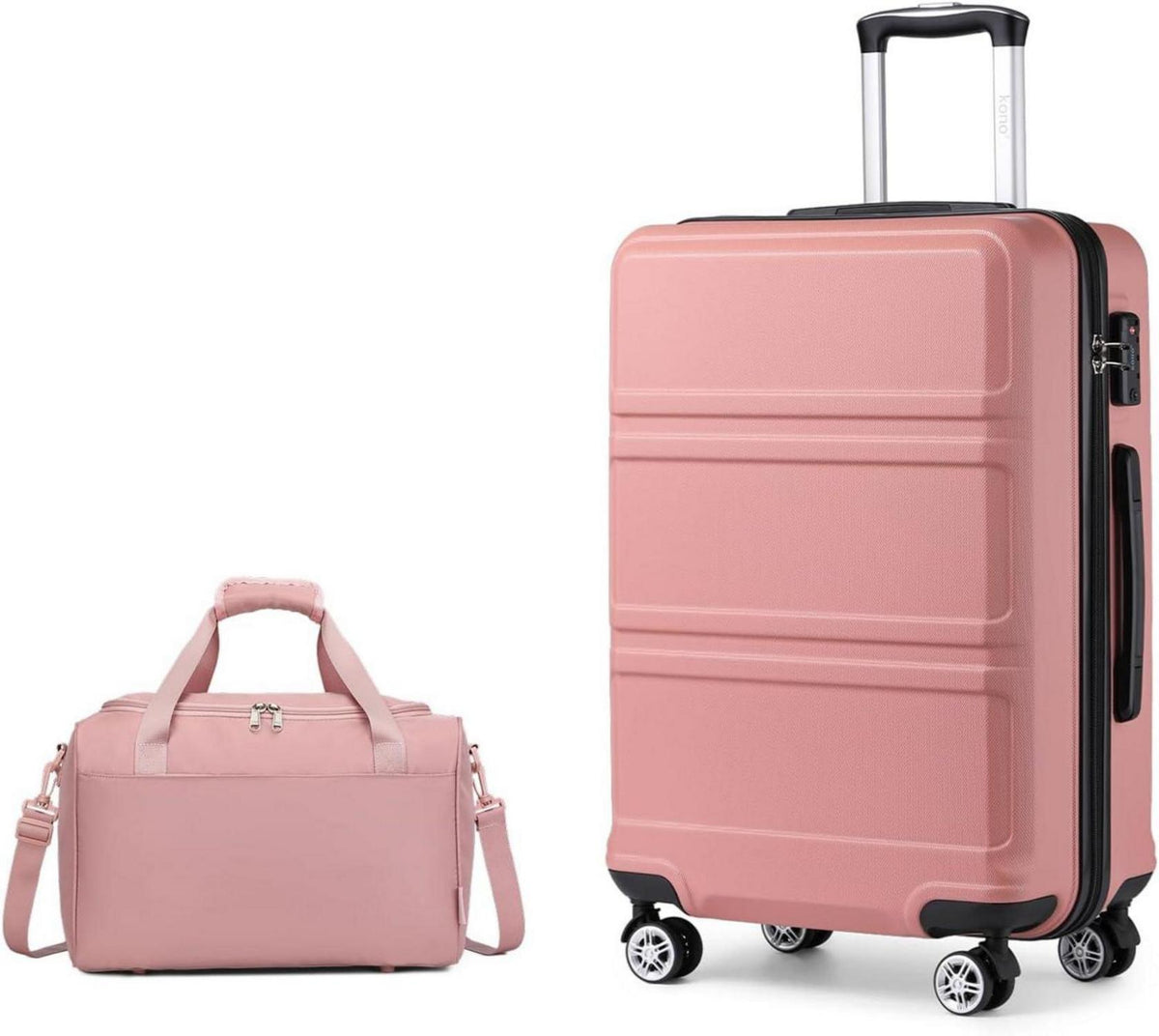 KONO Mittelgroß Reisekoffer Set Rollkoffer 2-teilig Rosegold