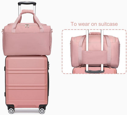 KONO Mittelgroß Reisekoffer Rollkoffer Set Gepäcksets 2 Teilig Rosegold