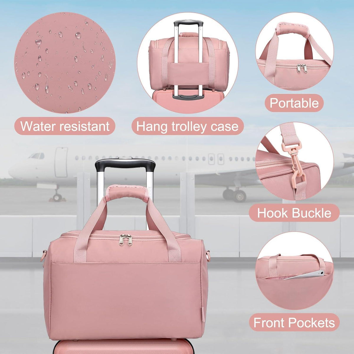 Mittelgroßer Reisekoffer Set 2-teilig 65cm Trolley Koffer mit Reisetasche