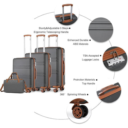 4-teiliges Hartschalen-Kofferset mit TSA-Schloss & Ryanair-Tasche