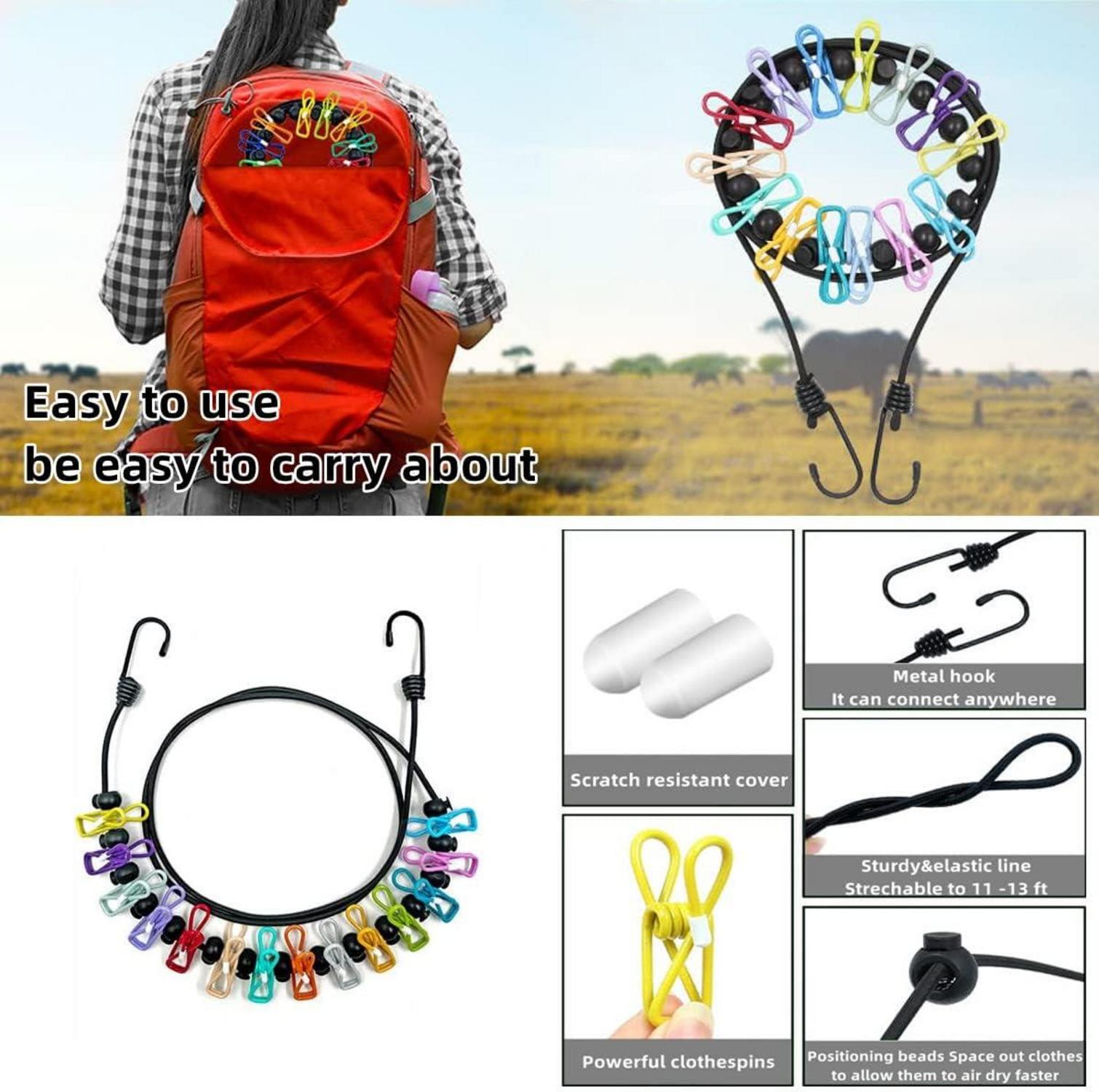 Tragbare Wäscheleine mit 12 Wäscheklammern outdoor camping Zubehör