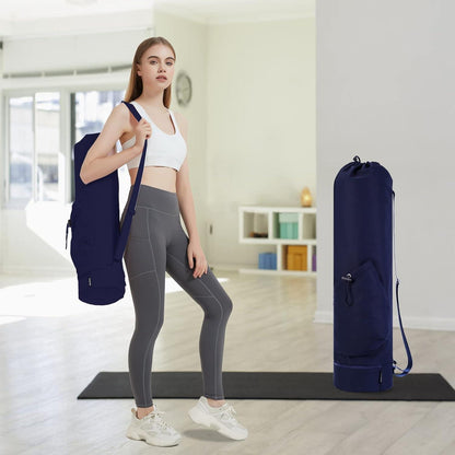 Yogatasche Damen mit Nassfach Flaschentasche Schultergurt Navy Blau